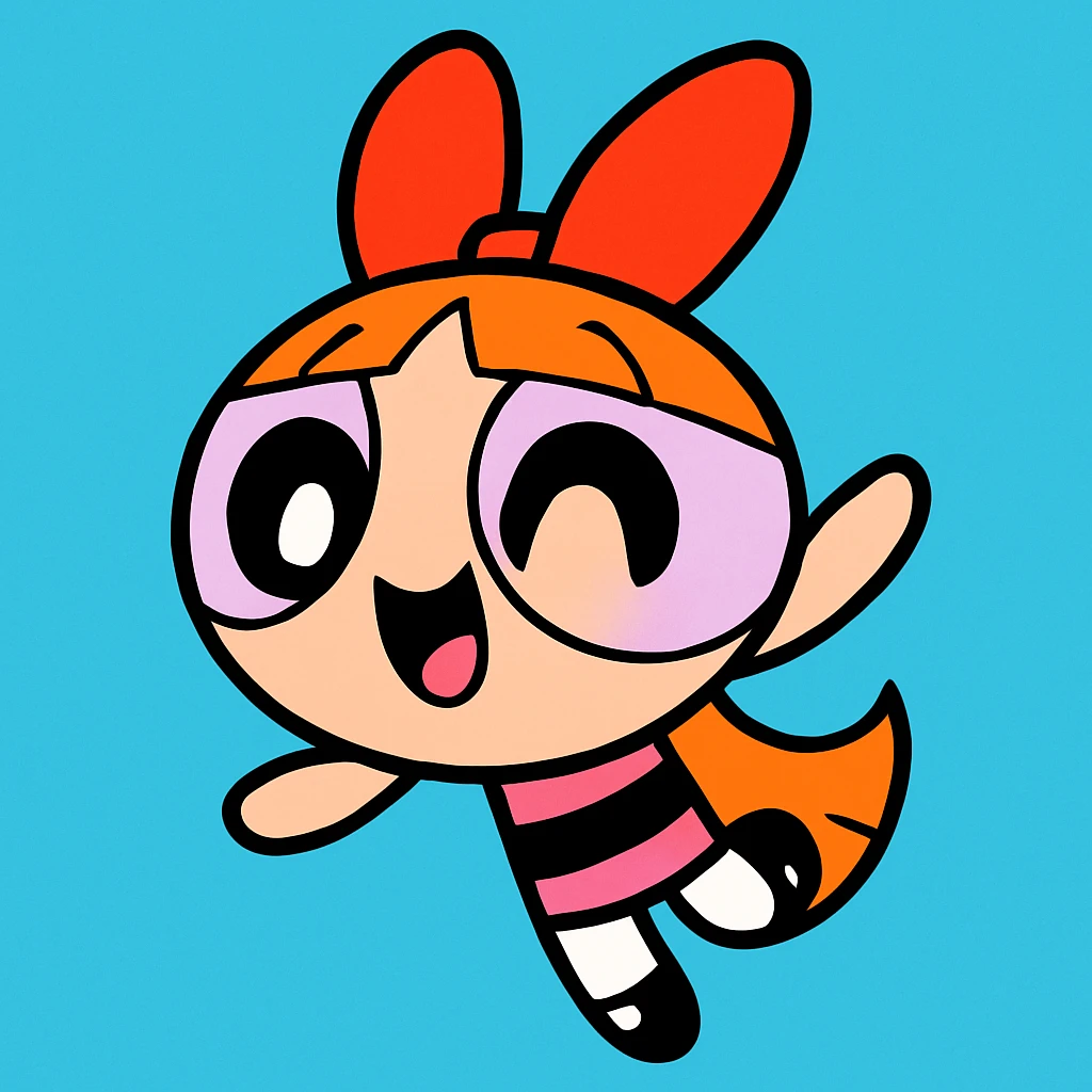 Powerpuff Girls character with a happy emotion, cartoon style, vibrant colors emoji