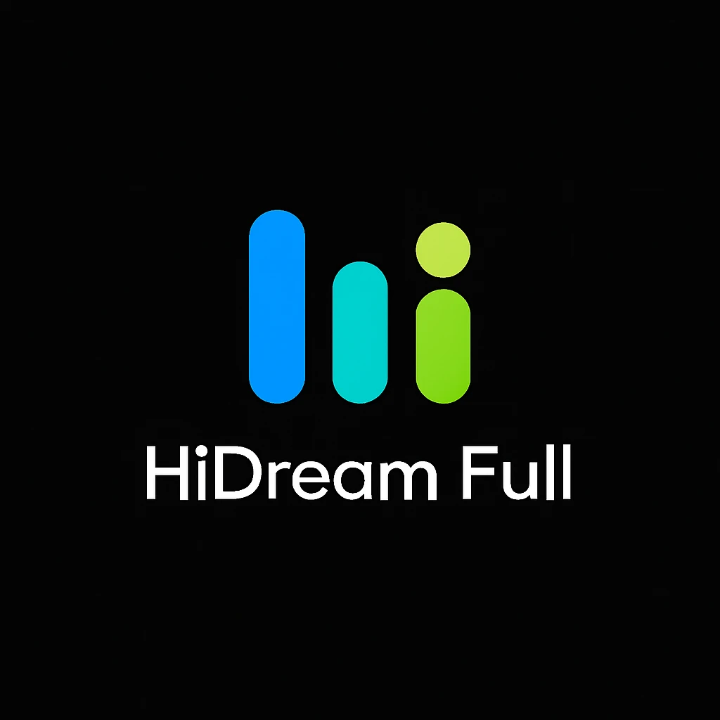 create high dream logo like this with text "HIDream Full", black background  emoji