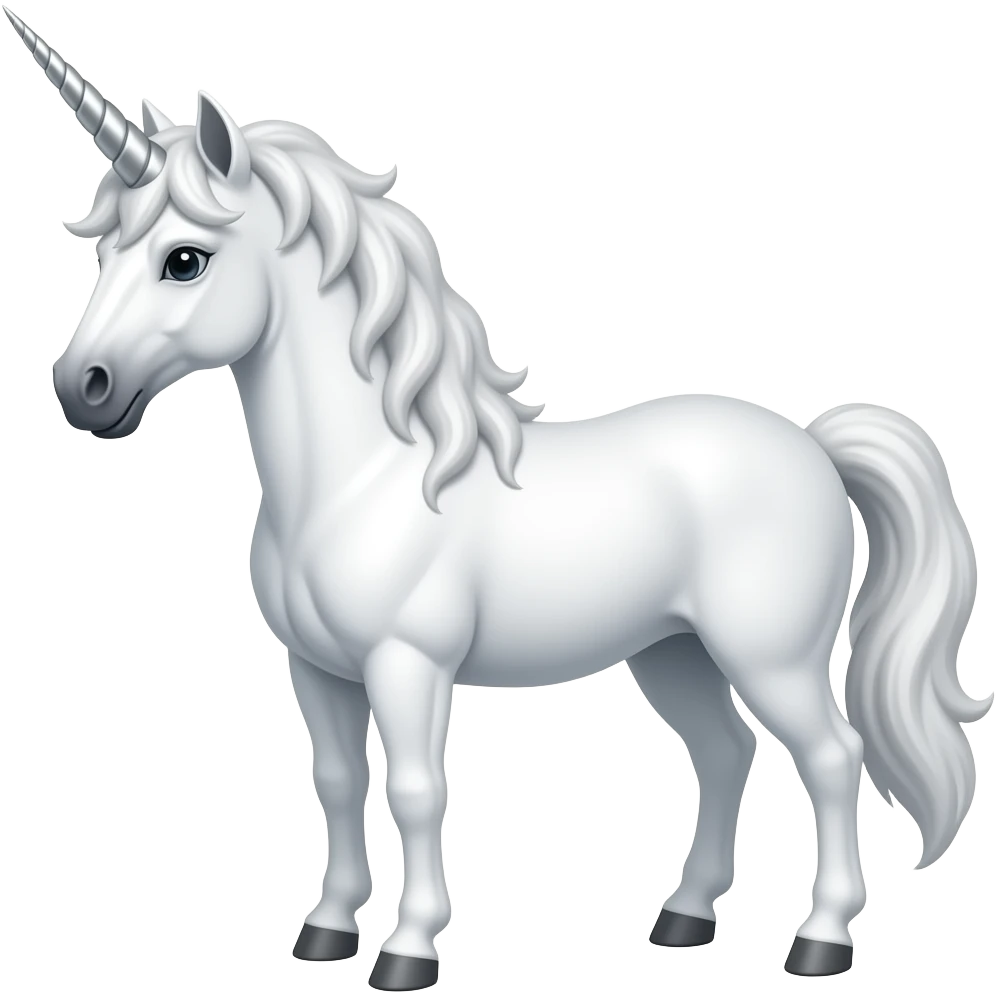 Cartoon white unicorn like a horse emoji