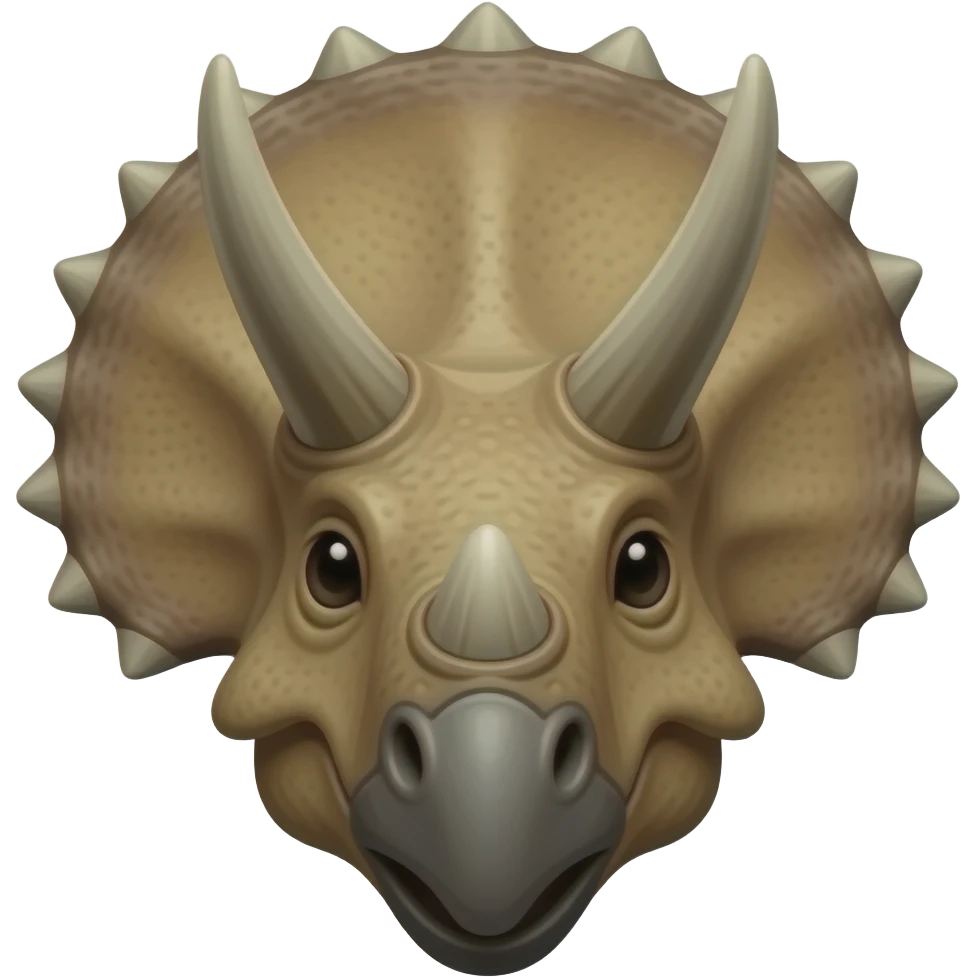 Triceratops 25 years old straight front head closed mouth emoji
