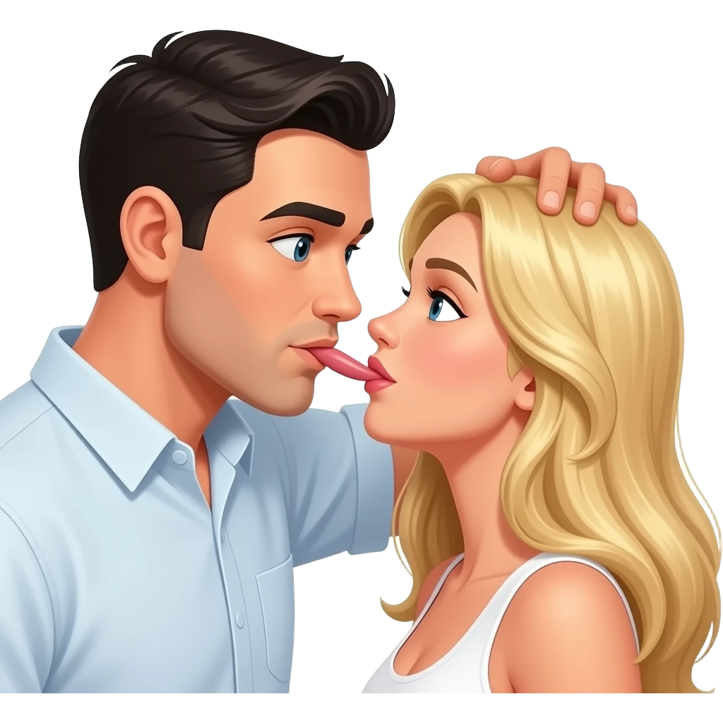 guy with black hair  holdinghead of a blonde woman thats giving him blowjob emoji