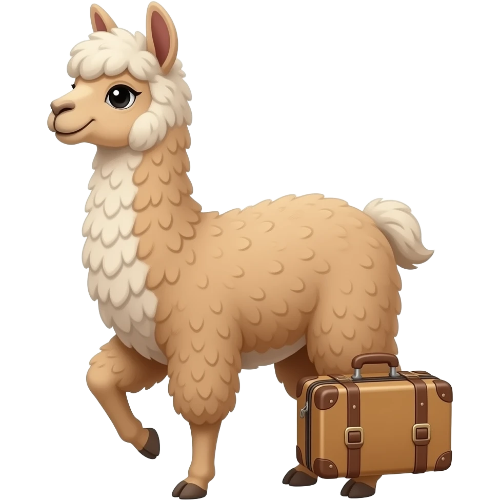 llama on two feet with a suitcase emoji