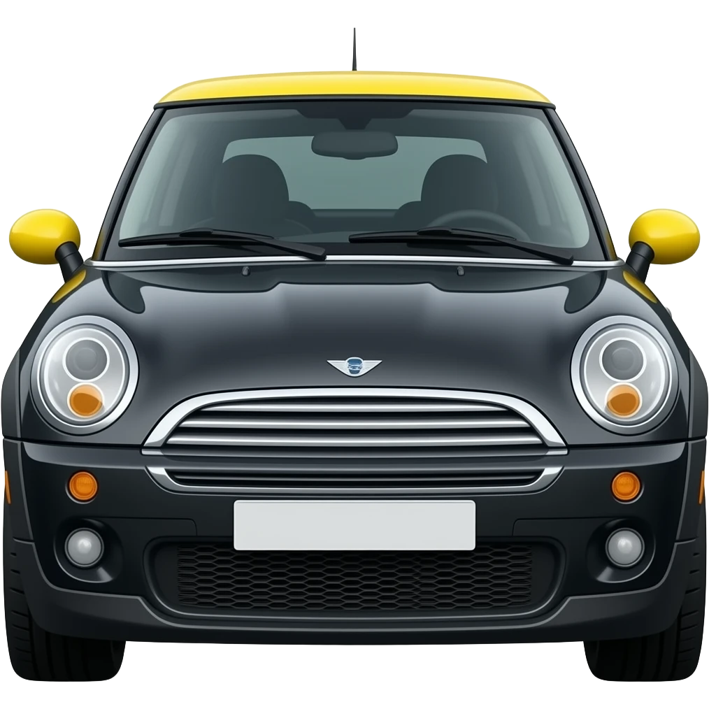 Mini Cooper emotije Zwart helemaal enkel gele spiegels emoji