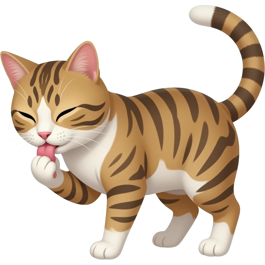 Cat licking its own butthole emoji