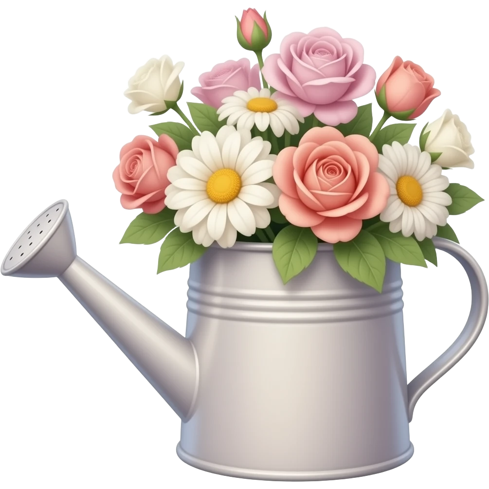 flowers in pastel watering can emoji