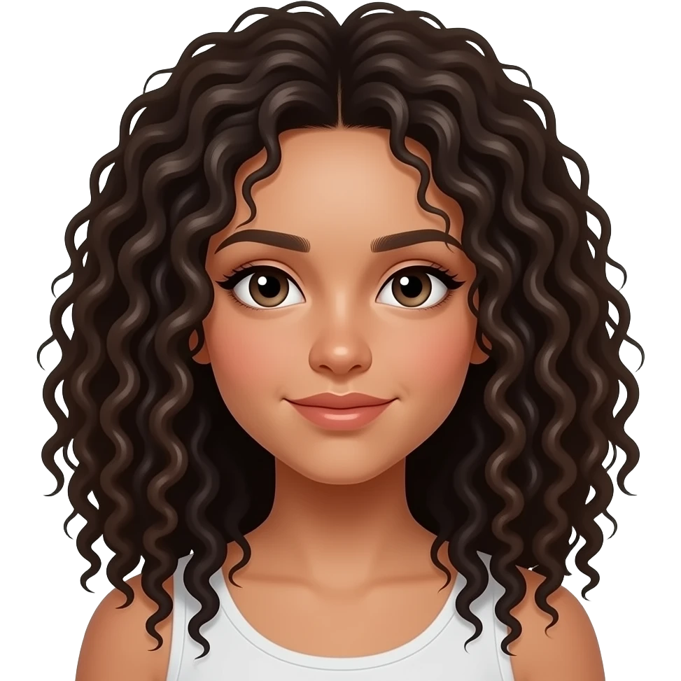 Je veut un fille avec des cheveux long boucler en coupe afro et le tain un peu metice emoji