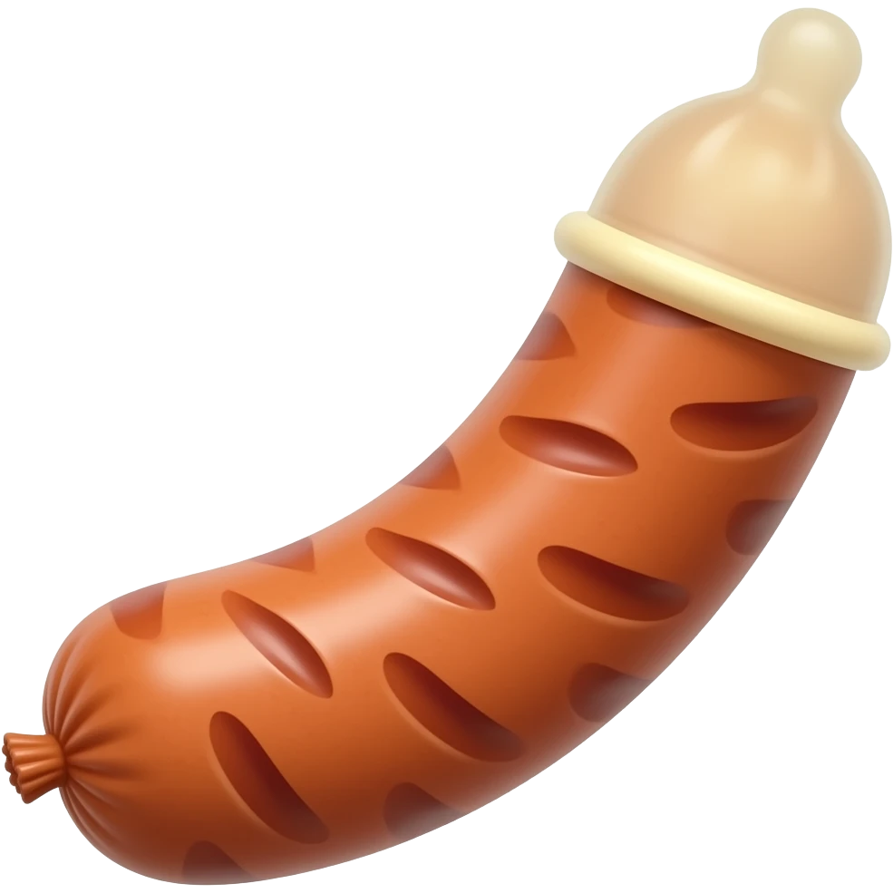 Full Sausage with a condom up to tip emoji