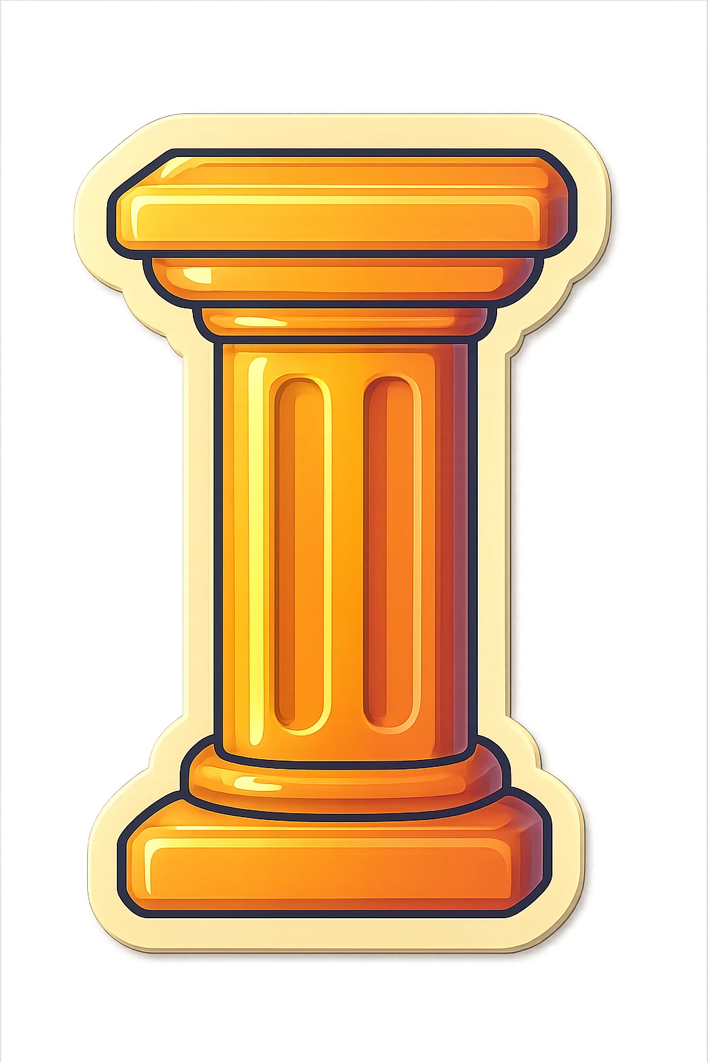 a straight horizontal and vertical pillar, art deco vintage style emoji