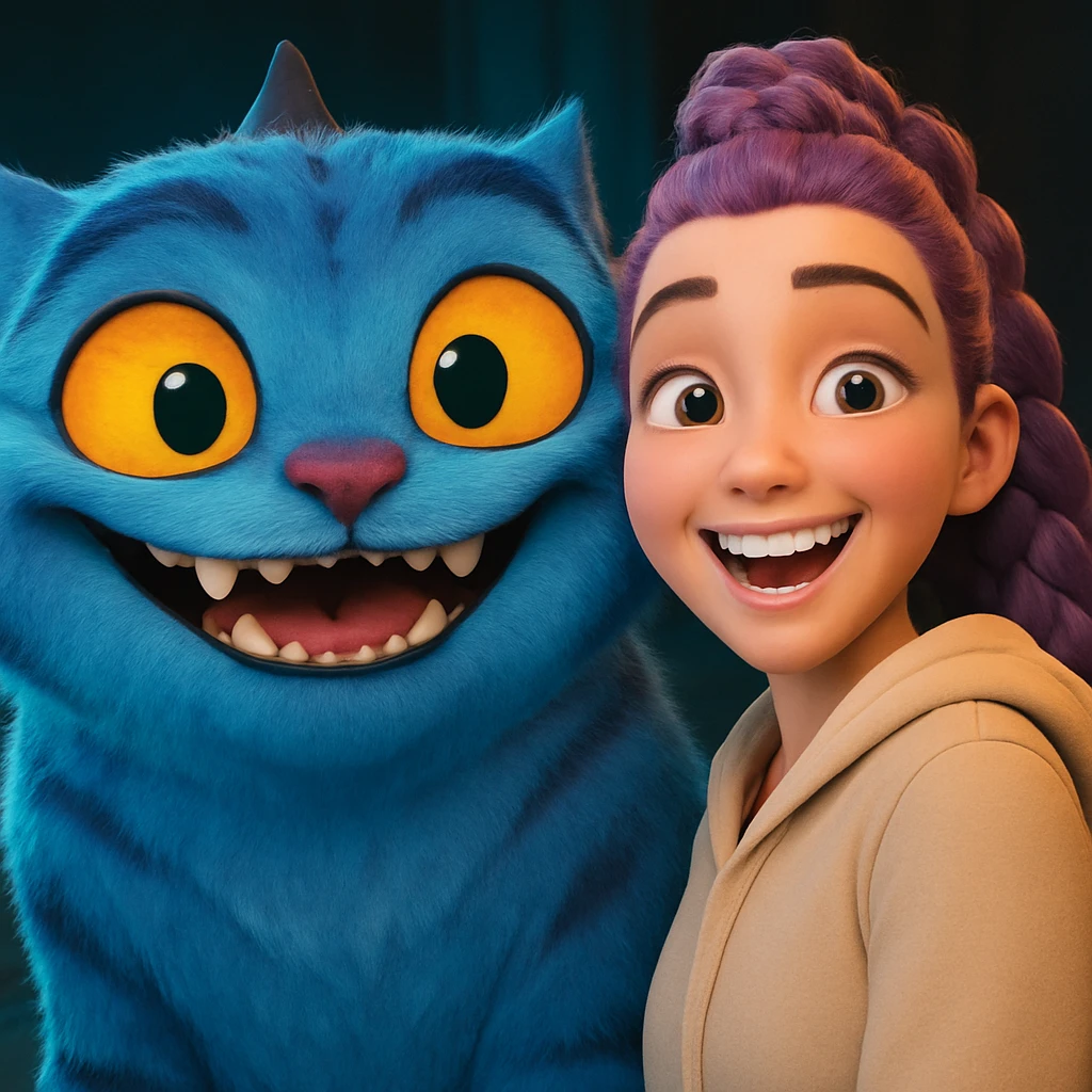 Change the girl's expression to happy with a big smile and bright eyes, keep the style and character the same, only modify her eyes and mouth. emoji