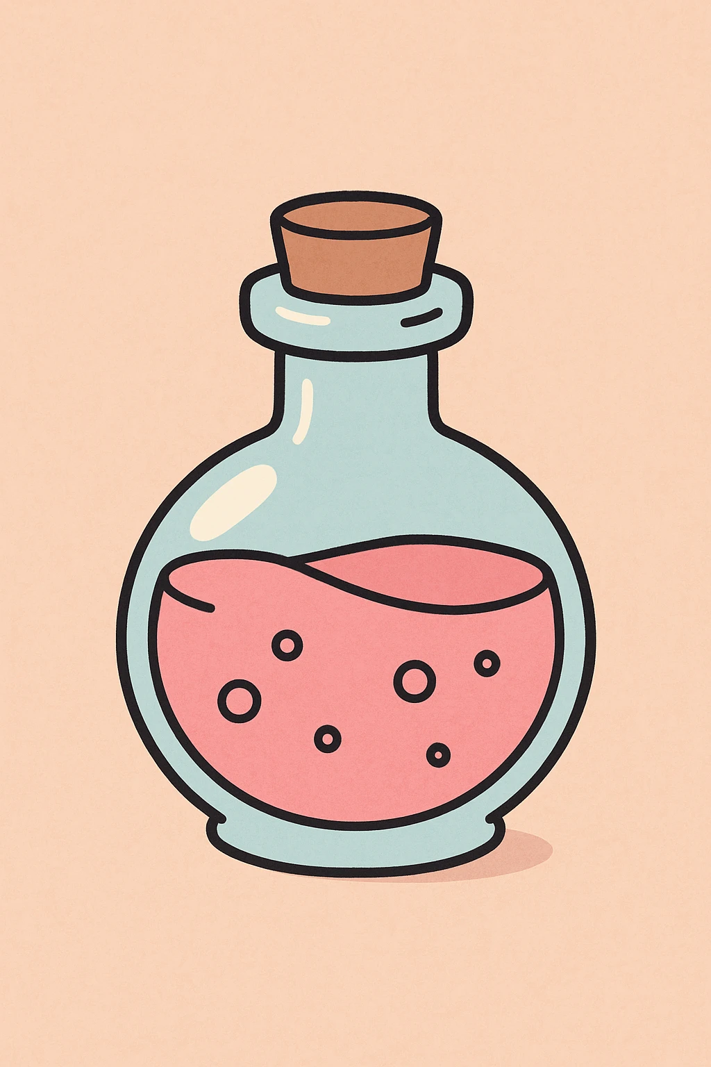 simple flat style potion bottle, cute, no personification emoji