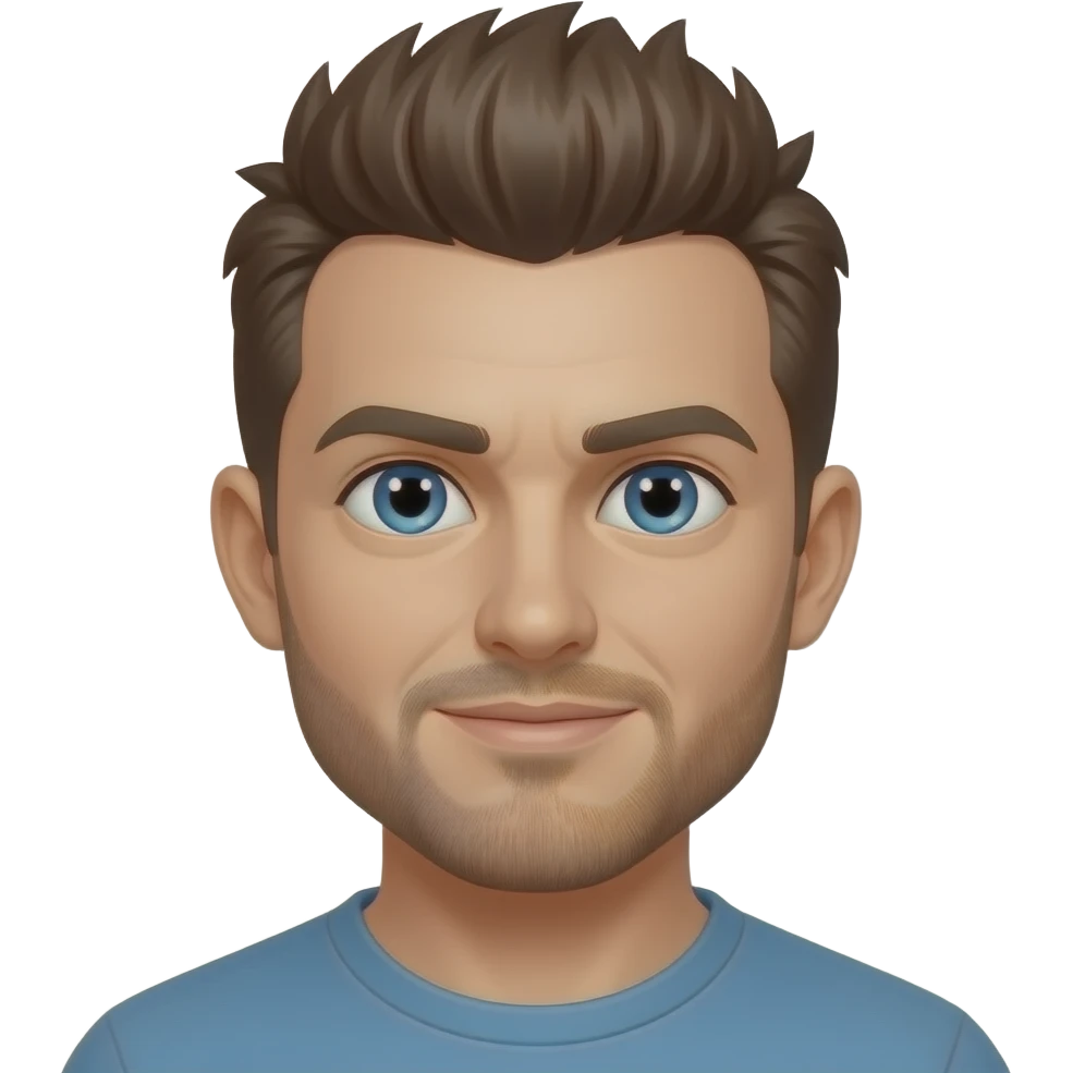 man with brun mohawk and blue yes emoji