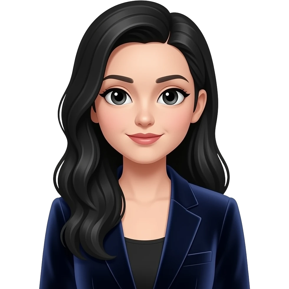 Women wearing velvet blazer with mid parting black long hair emoji