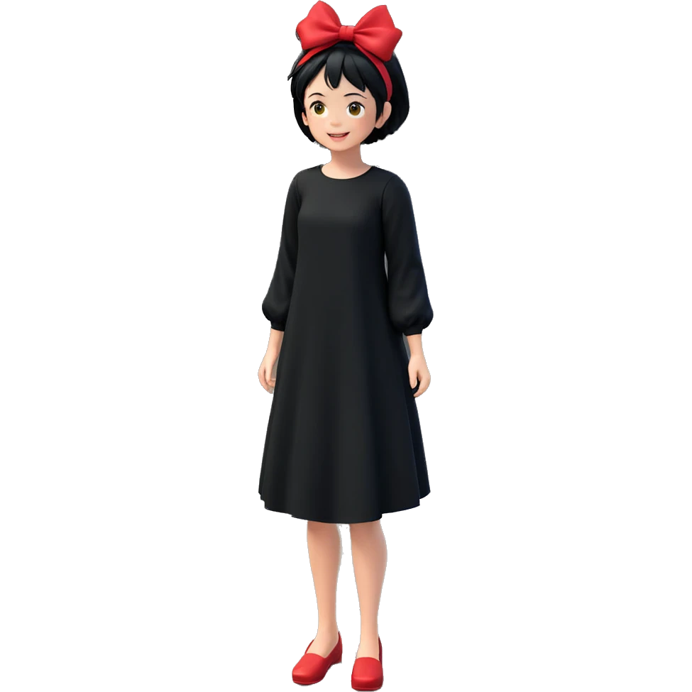 kiki smiling in black dress emoji