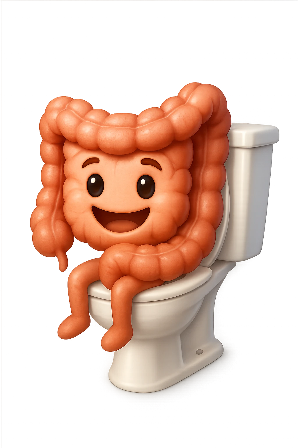 EMOJI STILE IPHONE 3D DI intestino felice seduto sul wc  FALLO MOLTO REALISTICO IN 3D emoji