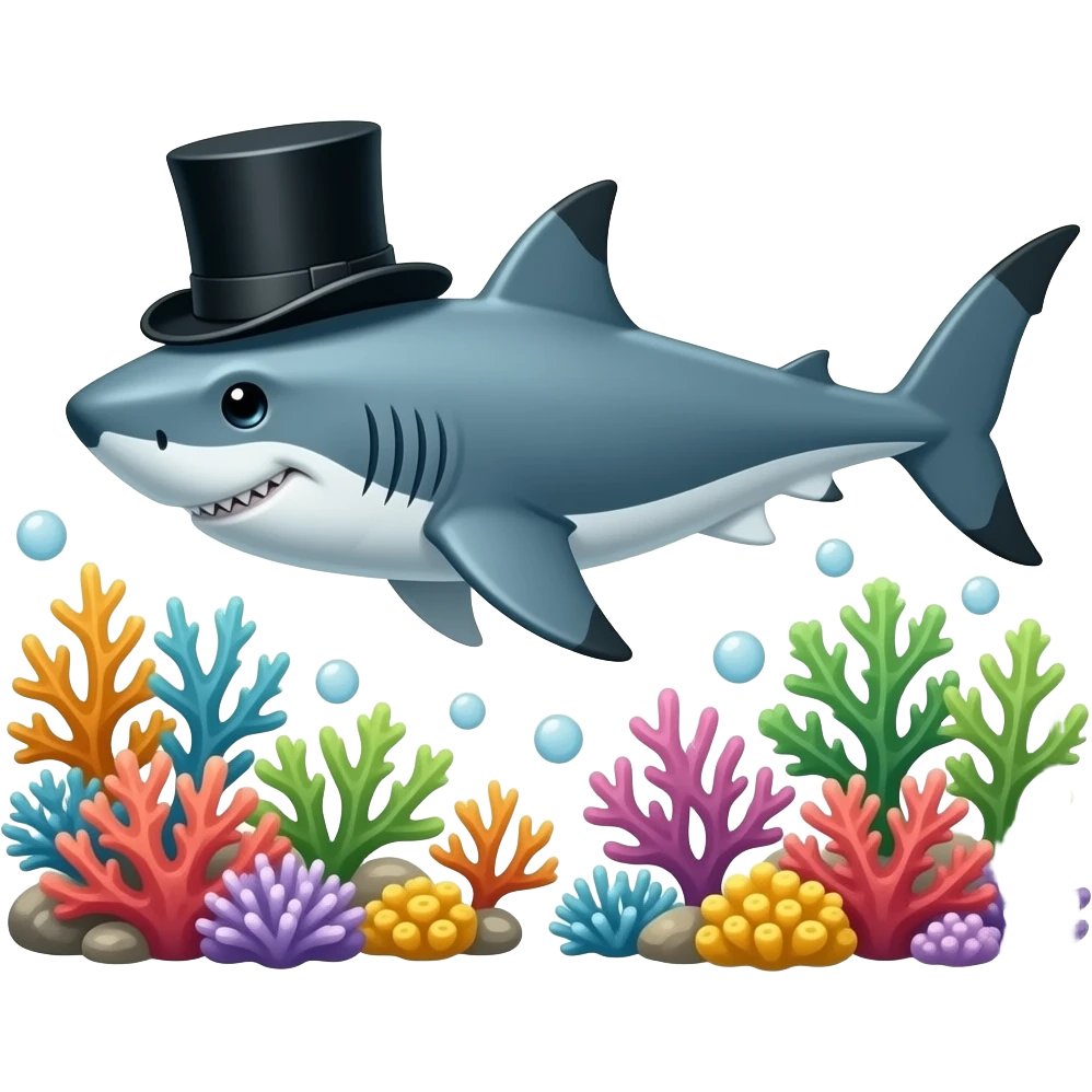 Shark with a top hat emoji
