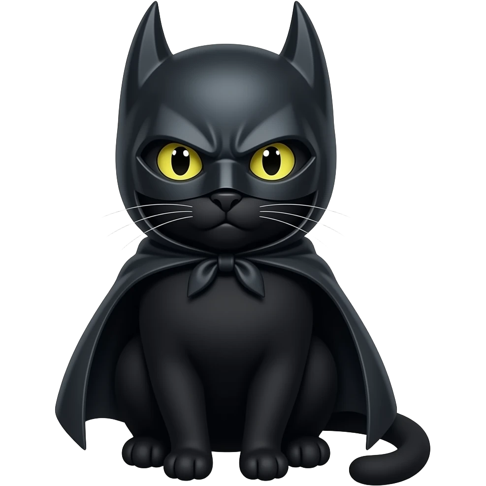 Black Cat in a Batman hat emoji