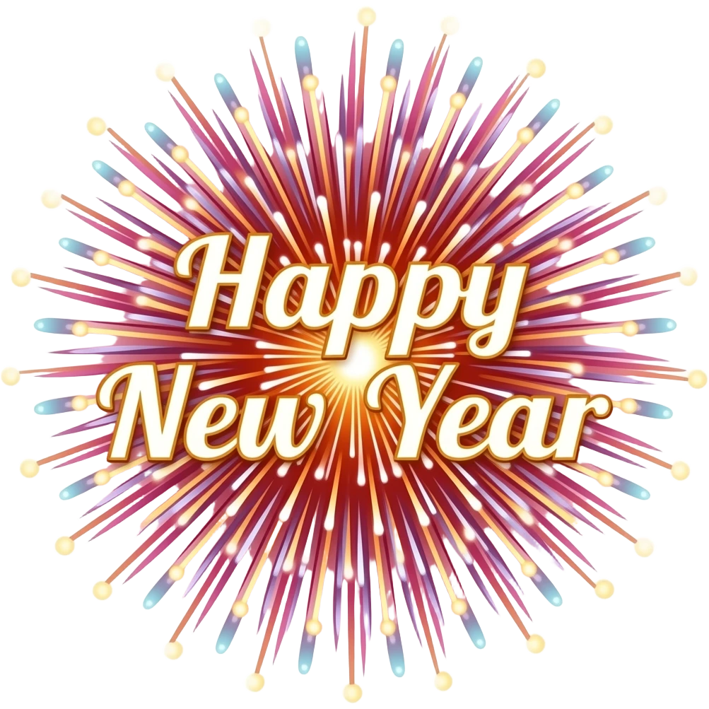 Fireworks saying happy new year emoji