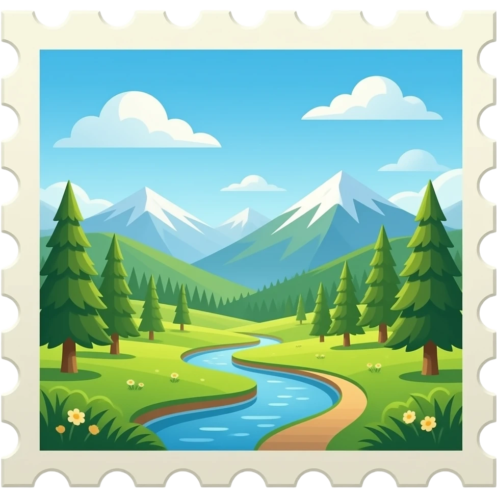 stamp with beautiful paysage emoji