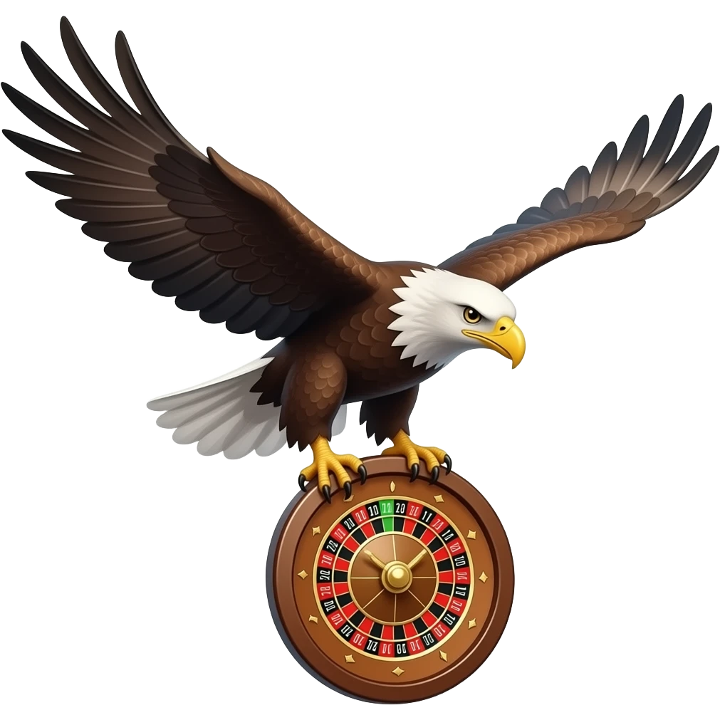 An eagle flying while carrying a roulette wheel simple emoji emoji