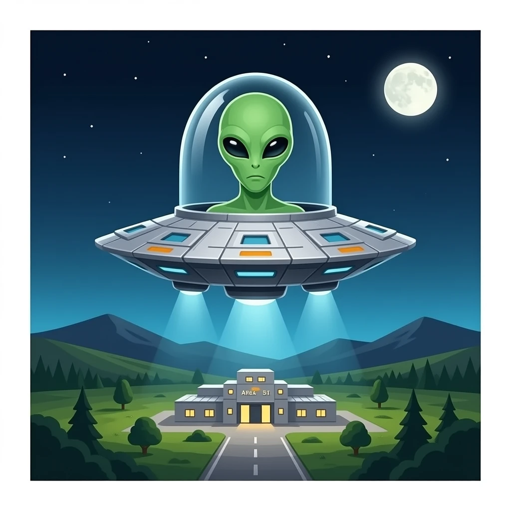 Un alien i una nave alienijina i alado la area 51 emoji