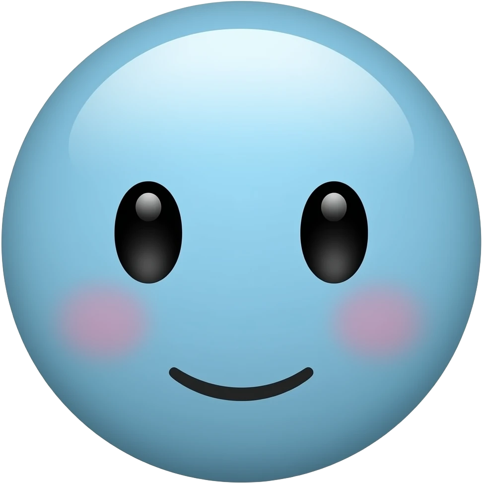 Make an emoji that's a blue circle with a pretty blushing face emoji