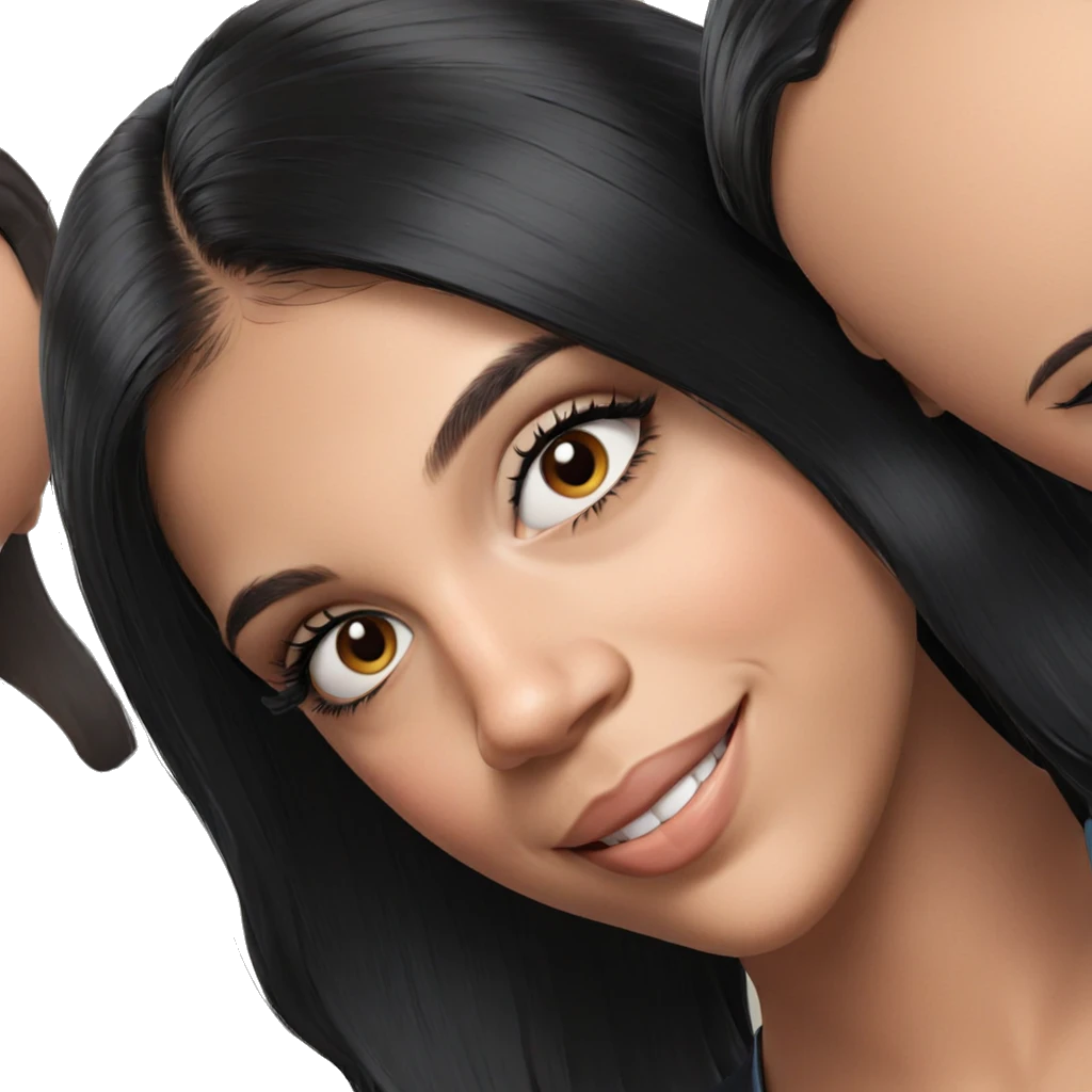 smiling girl with black hair emoji