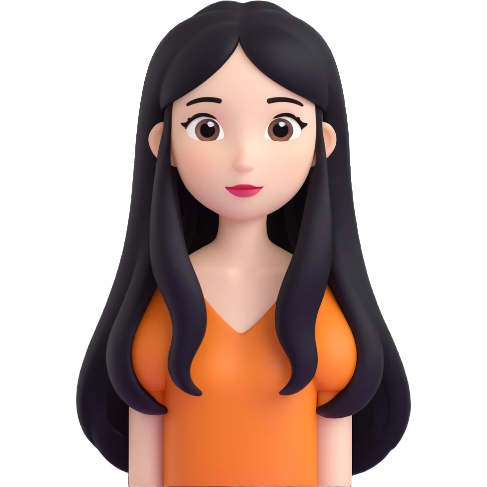 A girl with long black hair and fair skin emoji