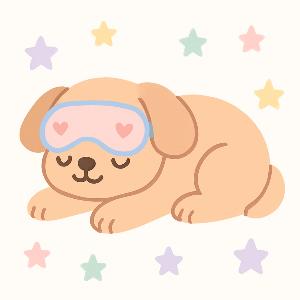 a dog with a sleep mask, peacefully napping, playful style emoji