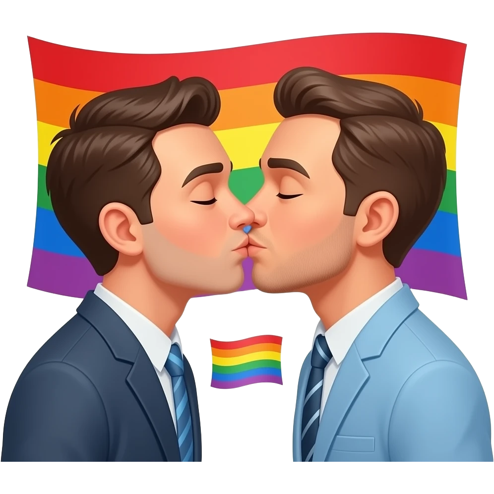 👨‍❤️‍💋‍👨+ 🏳️‍🌈 emoji