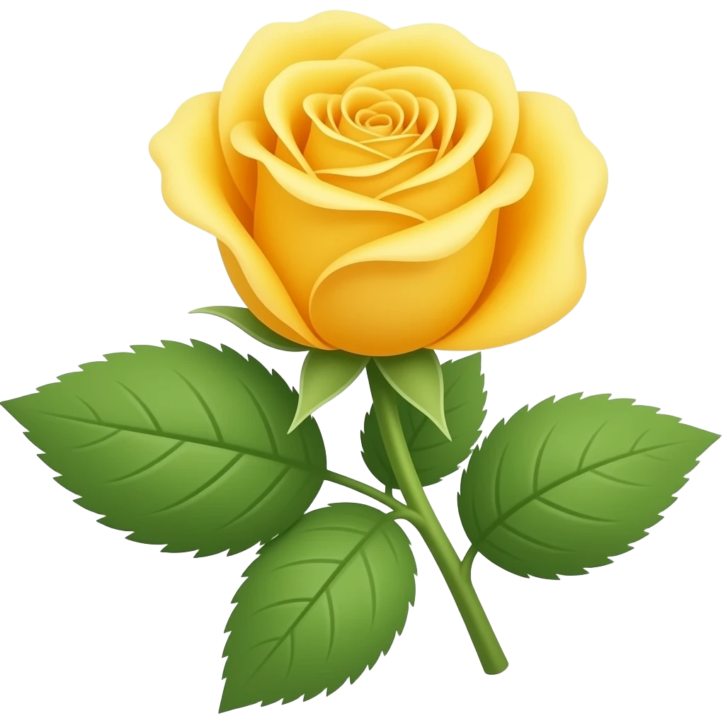Yellow rose with some green leaves emoji