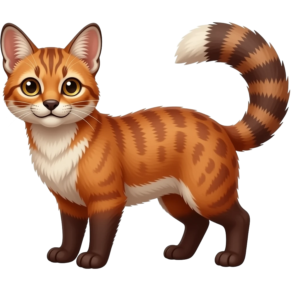 Red genet-Fossa-civet-Feli-mustelid-creature-hybrid, full body emoji