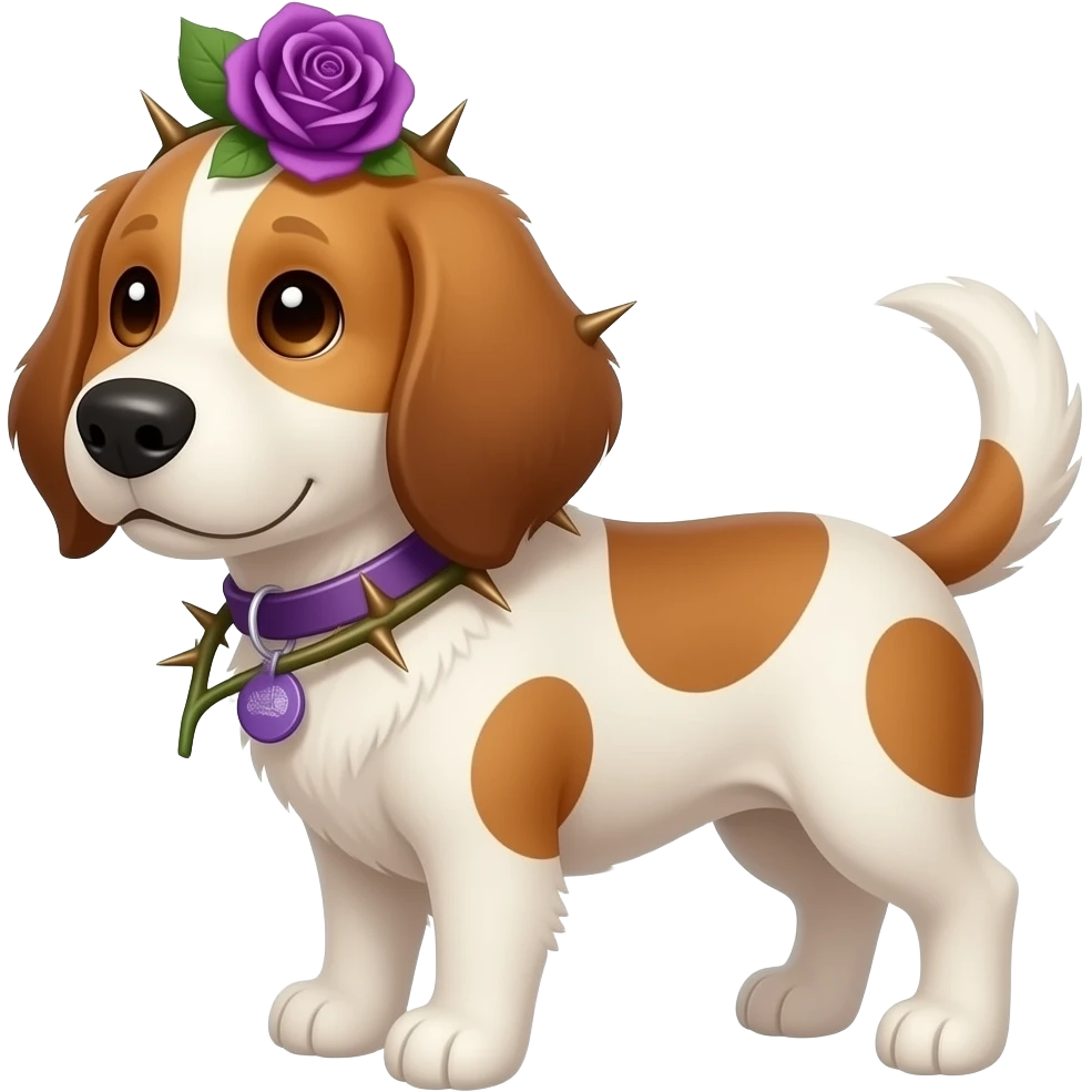 Cut out of Cute dogs with purple roses and  thorns emoji