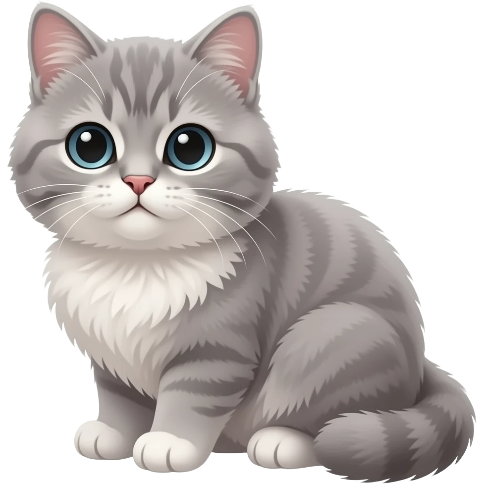 very fuzzy grey kitten emoji