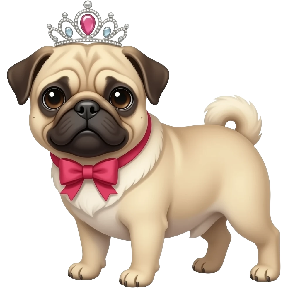 Tiara de pug com um laço emoji