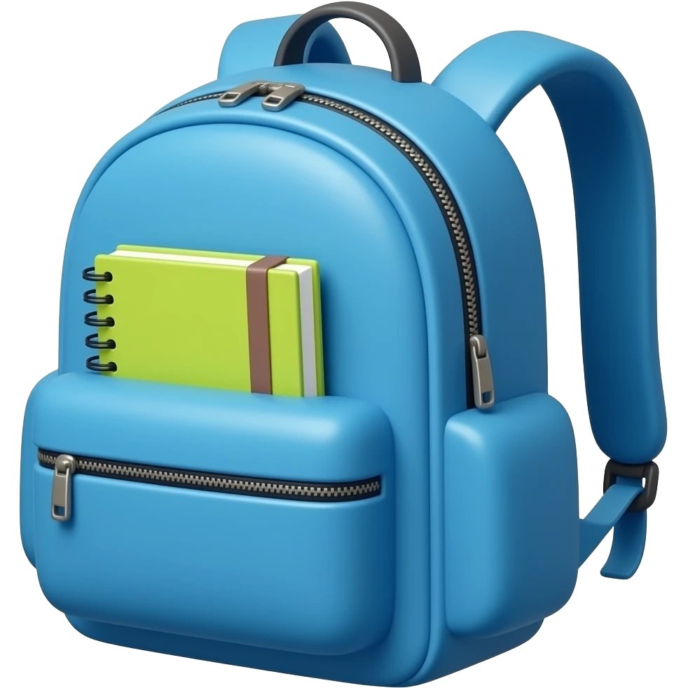 sac à dos aethtetic couleur bleu école avec des cahiers dedans emoji