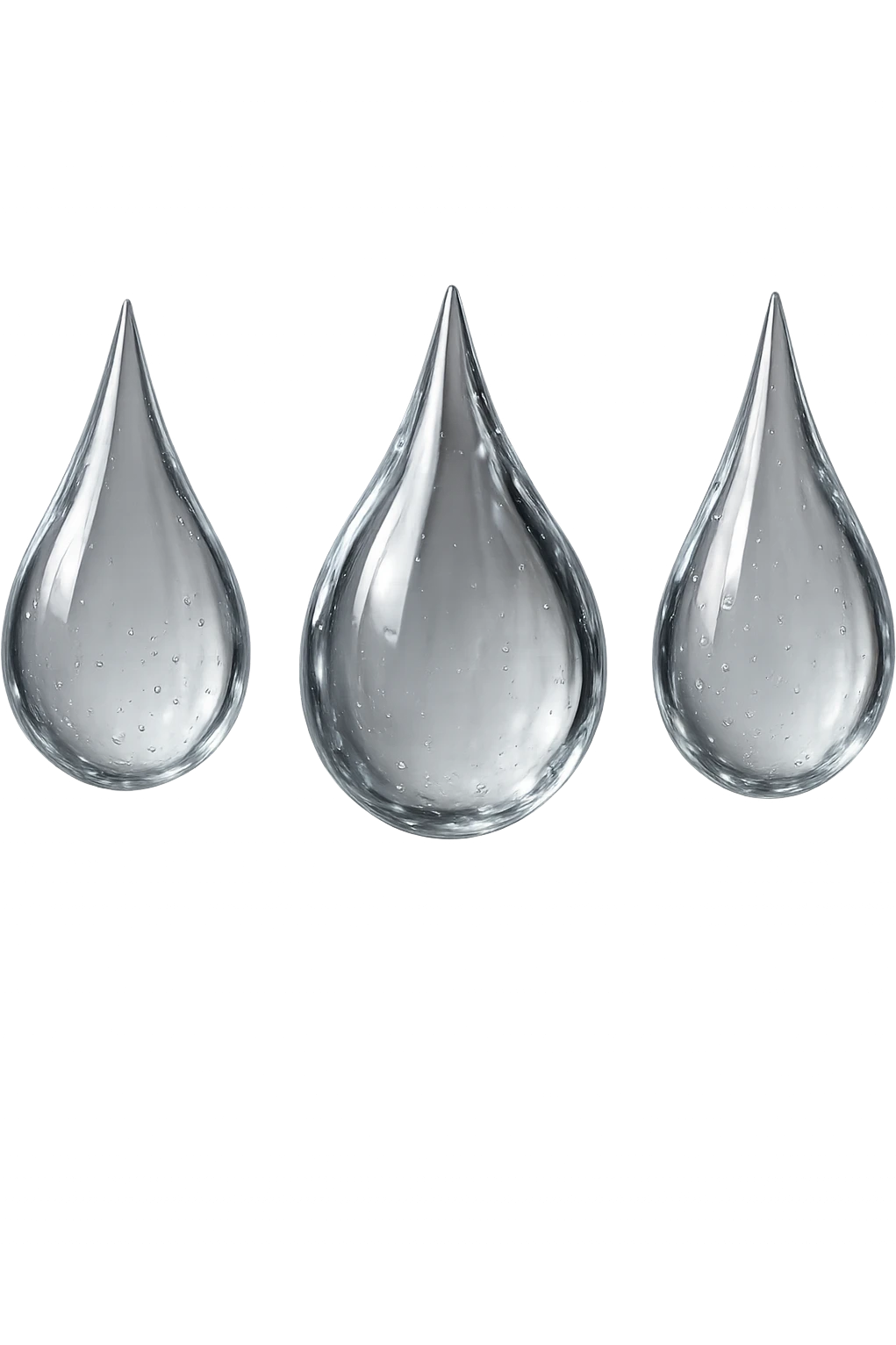 3 gocce di acqua 3d, iperrealistica 4k emoji