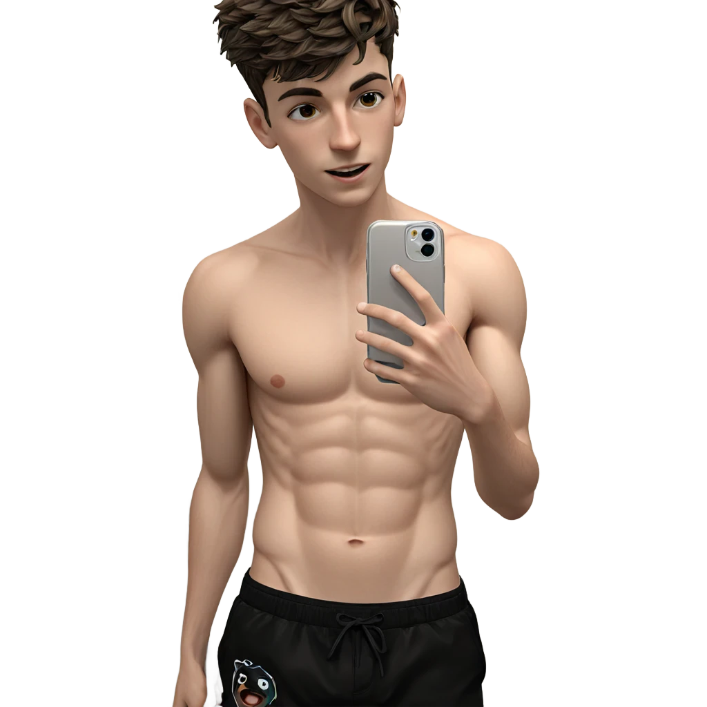topless boy in bathroom mirror emoji