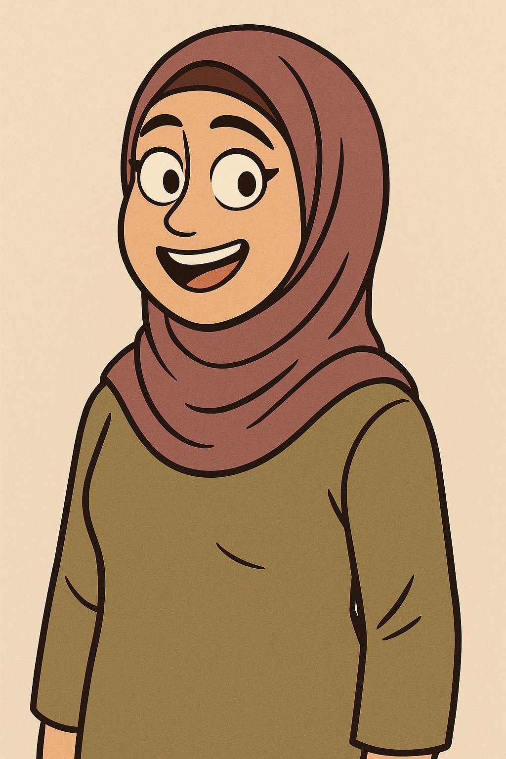 a woman wearing a hijab, simple and friendly, modern illustration style emoji
