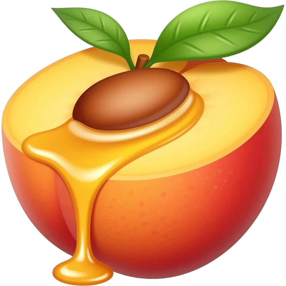 Honey dripping from inside a peach emoji