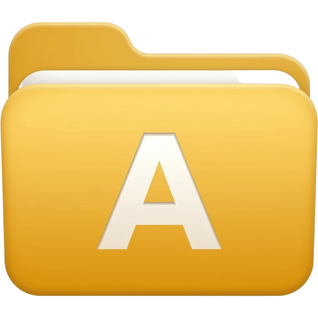 Fonts: Yellow folder with a capital "A" icon. emoji