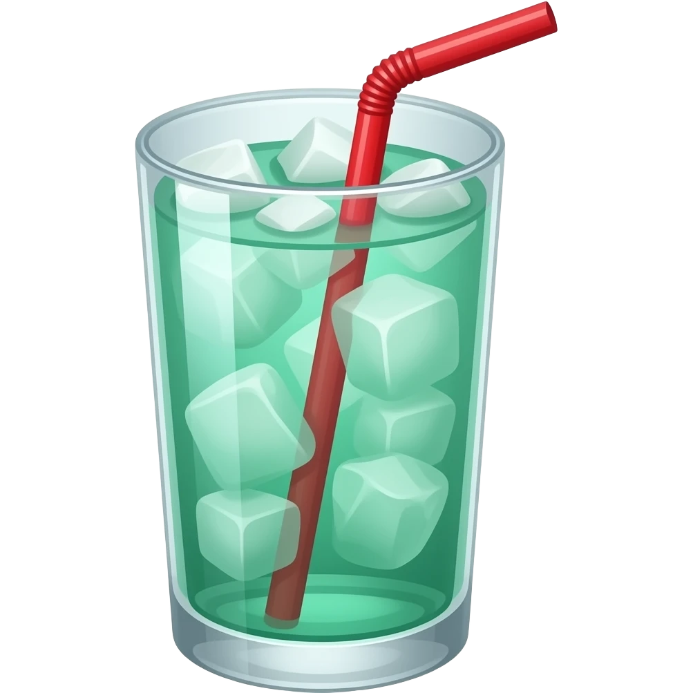 mint cold drink with ice and straw emoji
