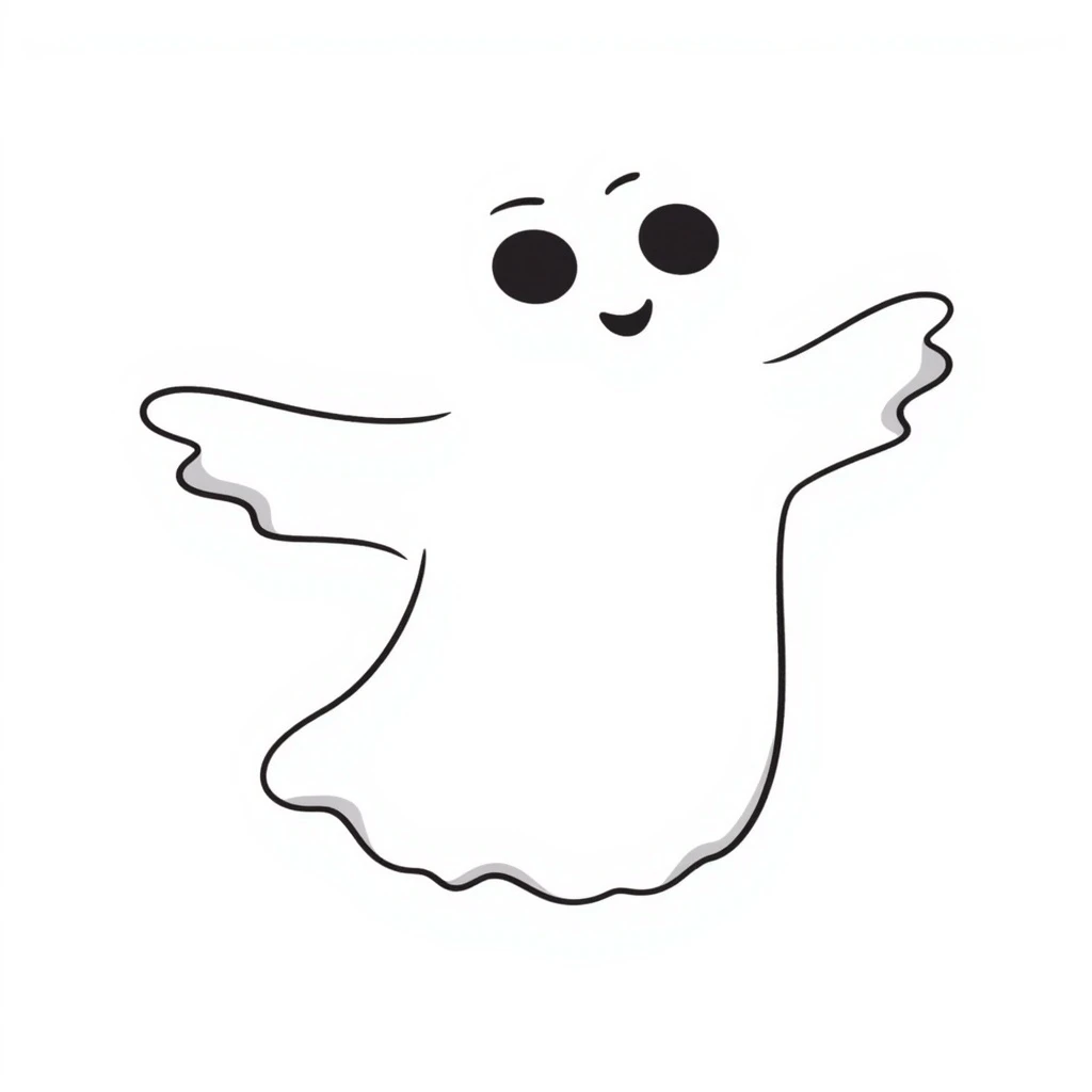 free-spirited ghost character hand-drawn doodle style emoji