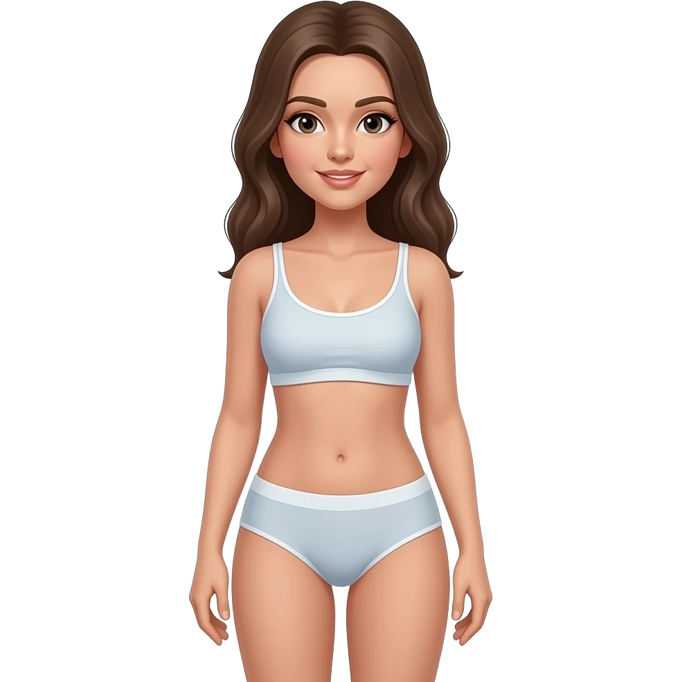 Can you include her entire body with some simple undergarments on emoji