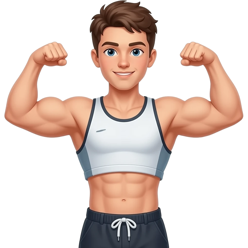 strong  boy 16 years body building emoji