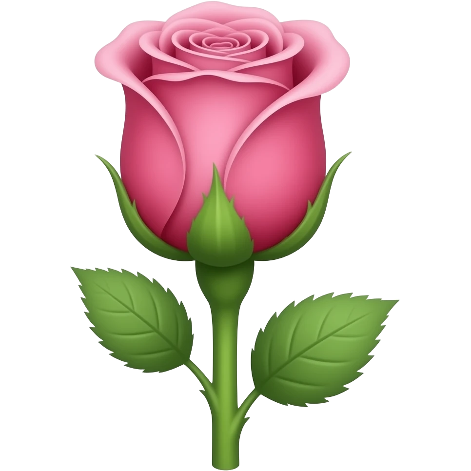LONG STEM PINK ROSE BUD emoji