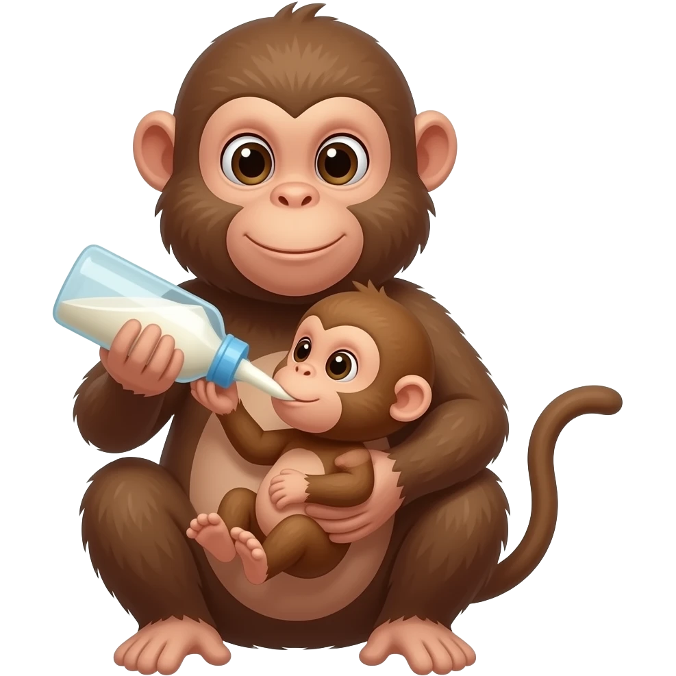 baby monkey   drink milk with his  mothers hold in legs emoji emoji