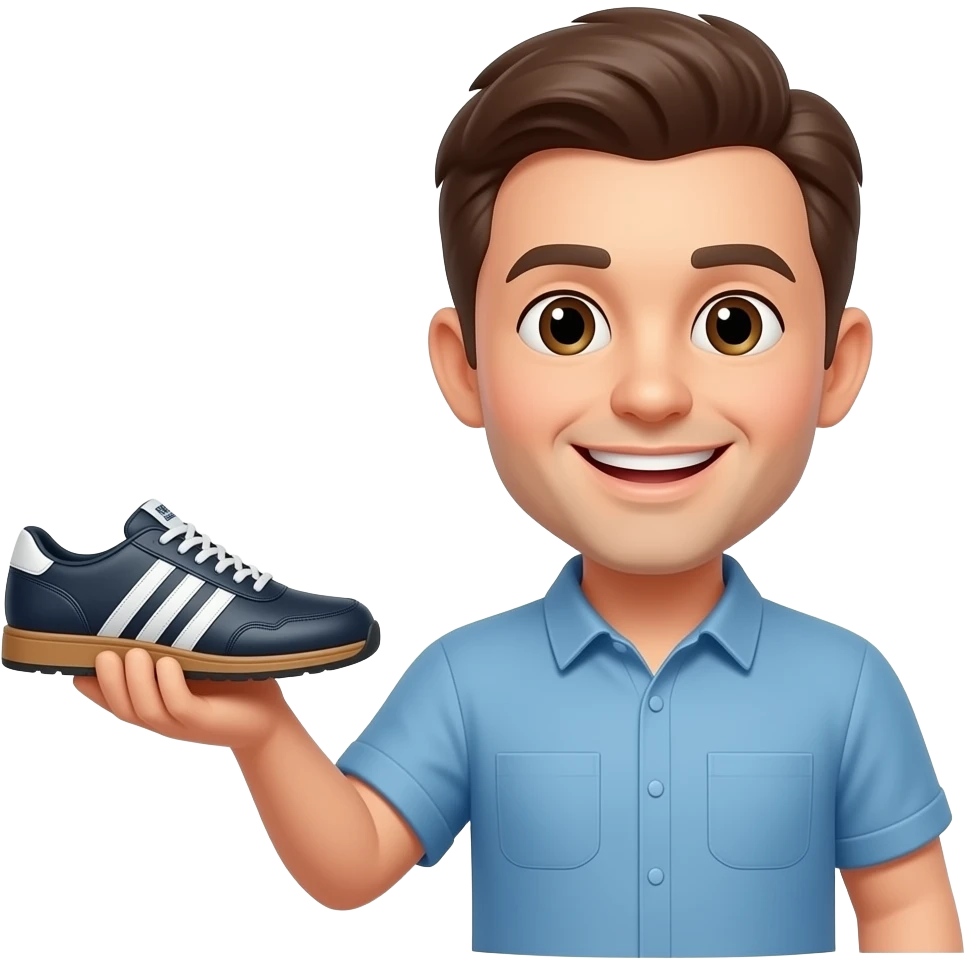 I want 😁 emoji to hold (shoe)👞 in this(hand)🤚 emoji