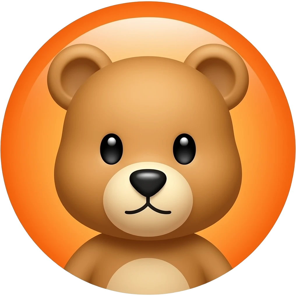 teddy bear + orange circle emoji