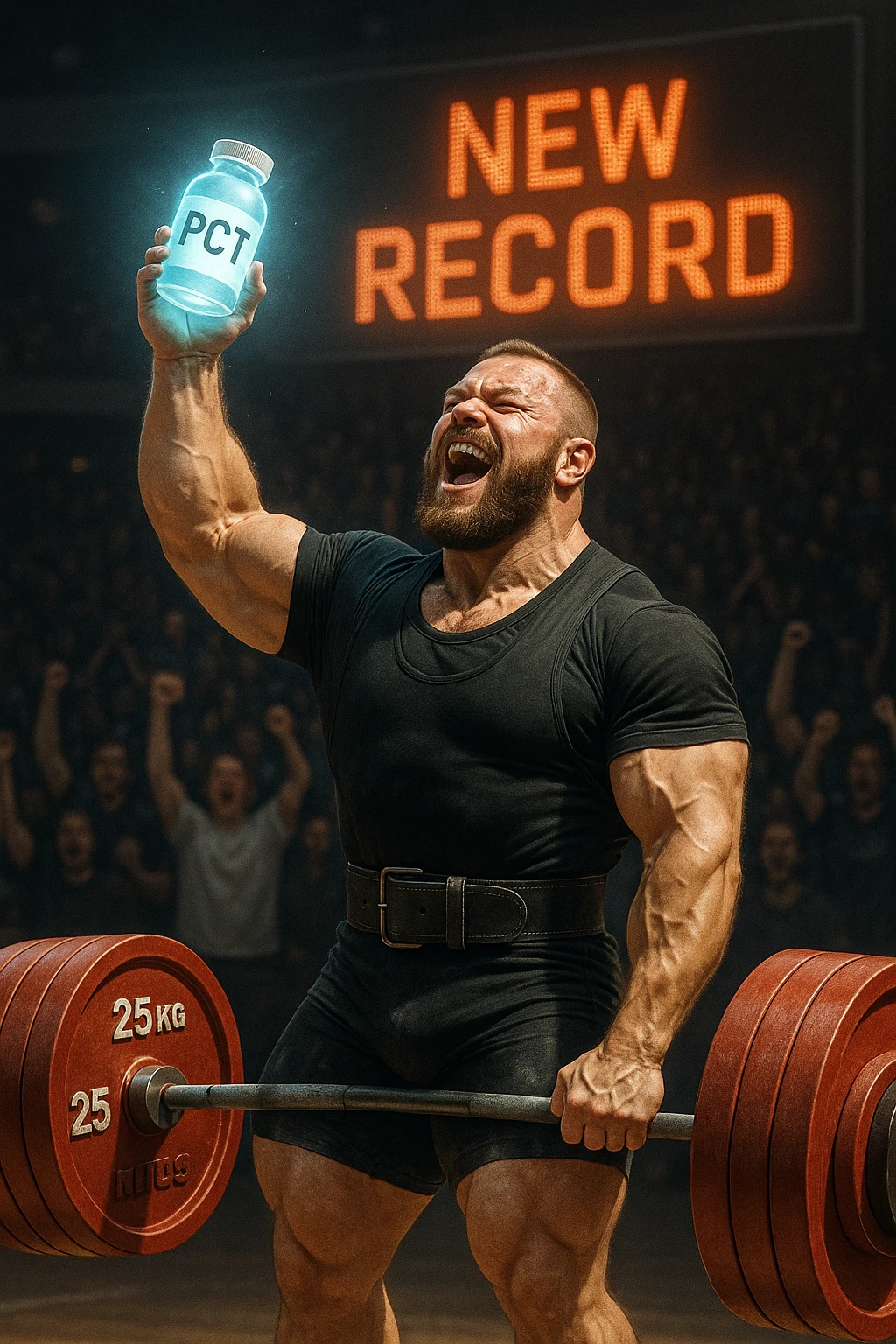 Powerlifter in gara che fa record grazie alla sua "PCT" emoji