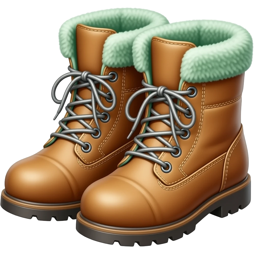 winter green fur boot pair emoji
